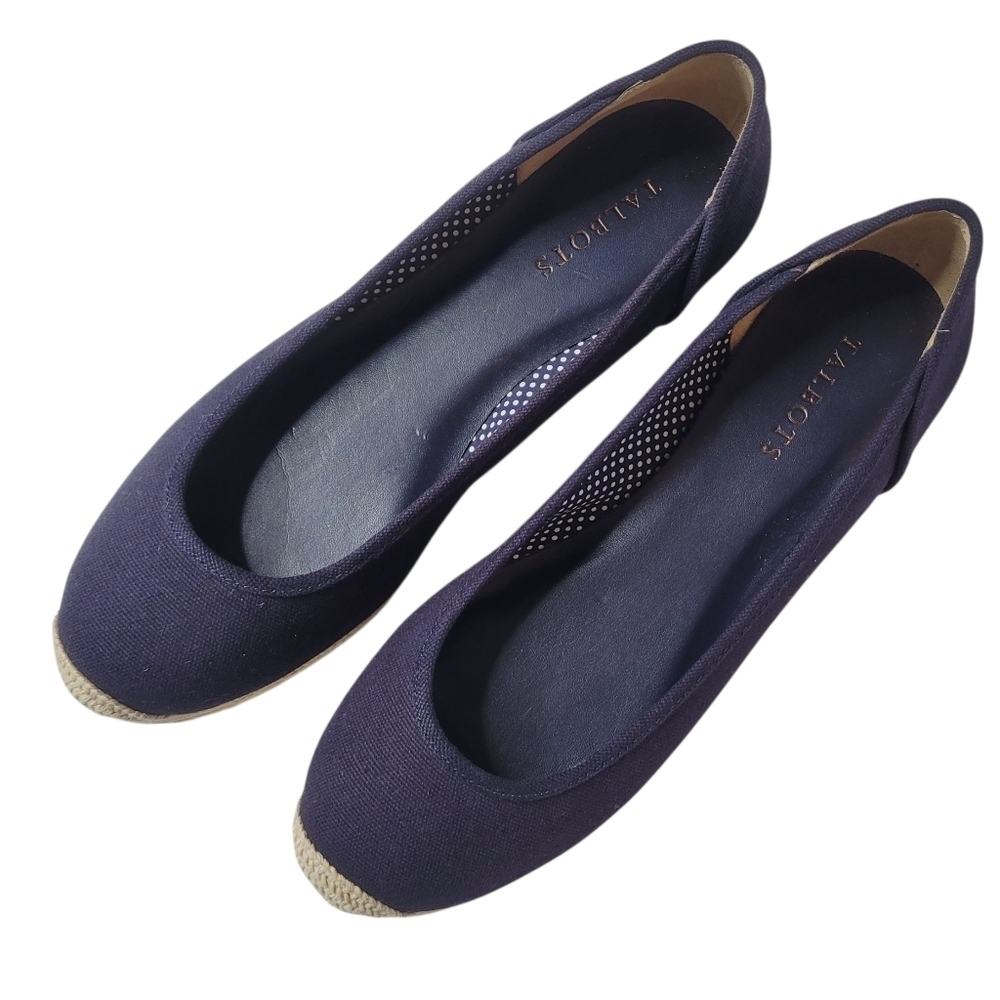 Talbots Espadrille Navy Canvas Flats Size 9